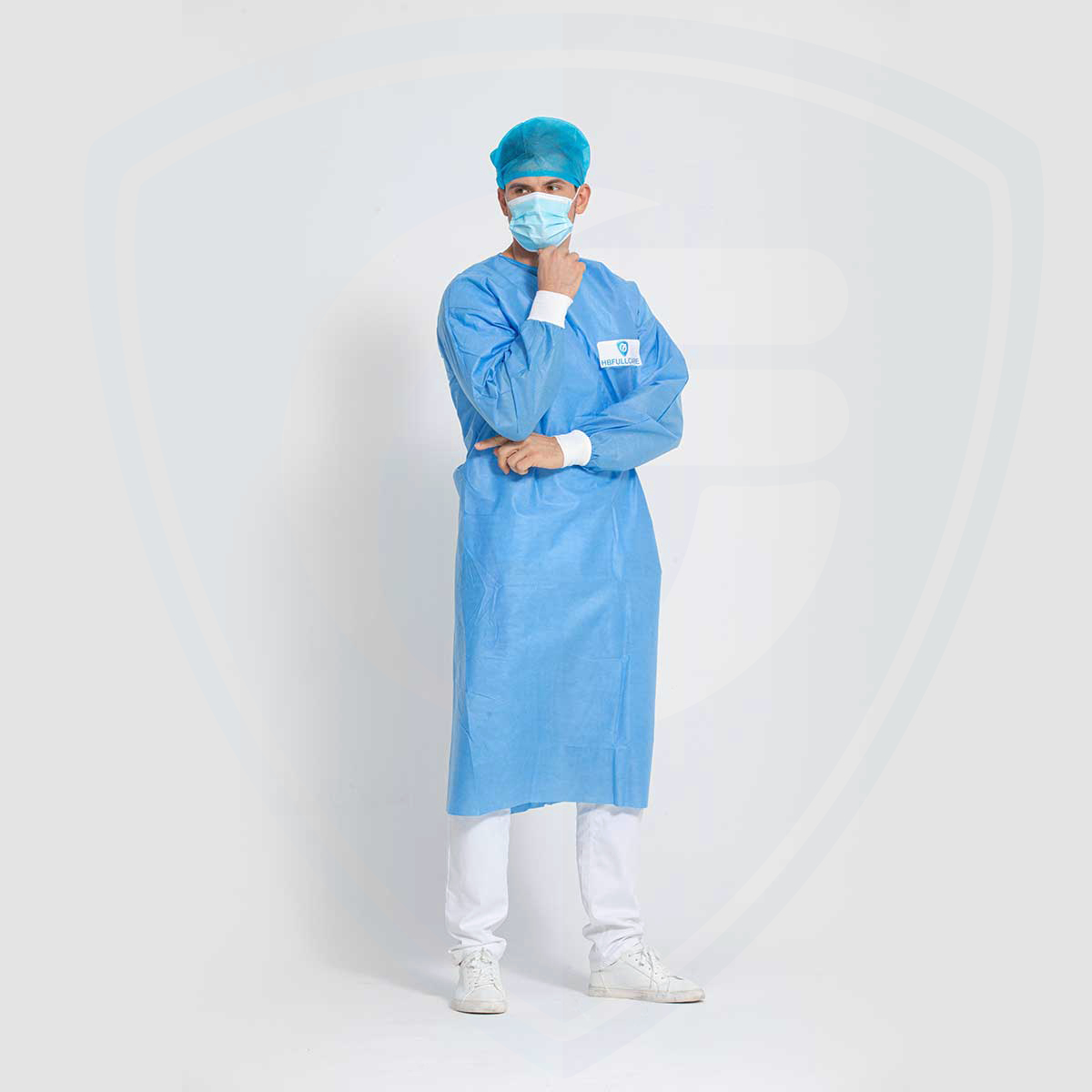 Blauer, autoklavierbarer, wasserdichter Einweg-OP-Kittel für Krankenhäuser/Kliniken AAMI PB70 Level3