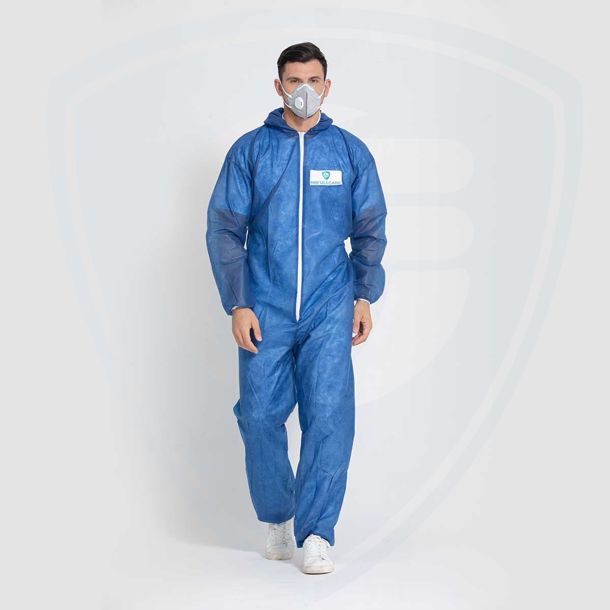 Atmungsaktiver Einweg-Sicherheitsoverall aus Polypropylen-Vlies Blauer Anzug